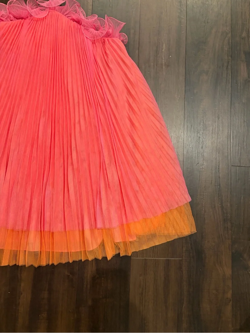 AMUR Tate Halter Tulle Mini Dress Pink Orange Size 2 - Picture 6 of 11